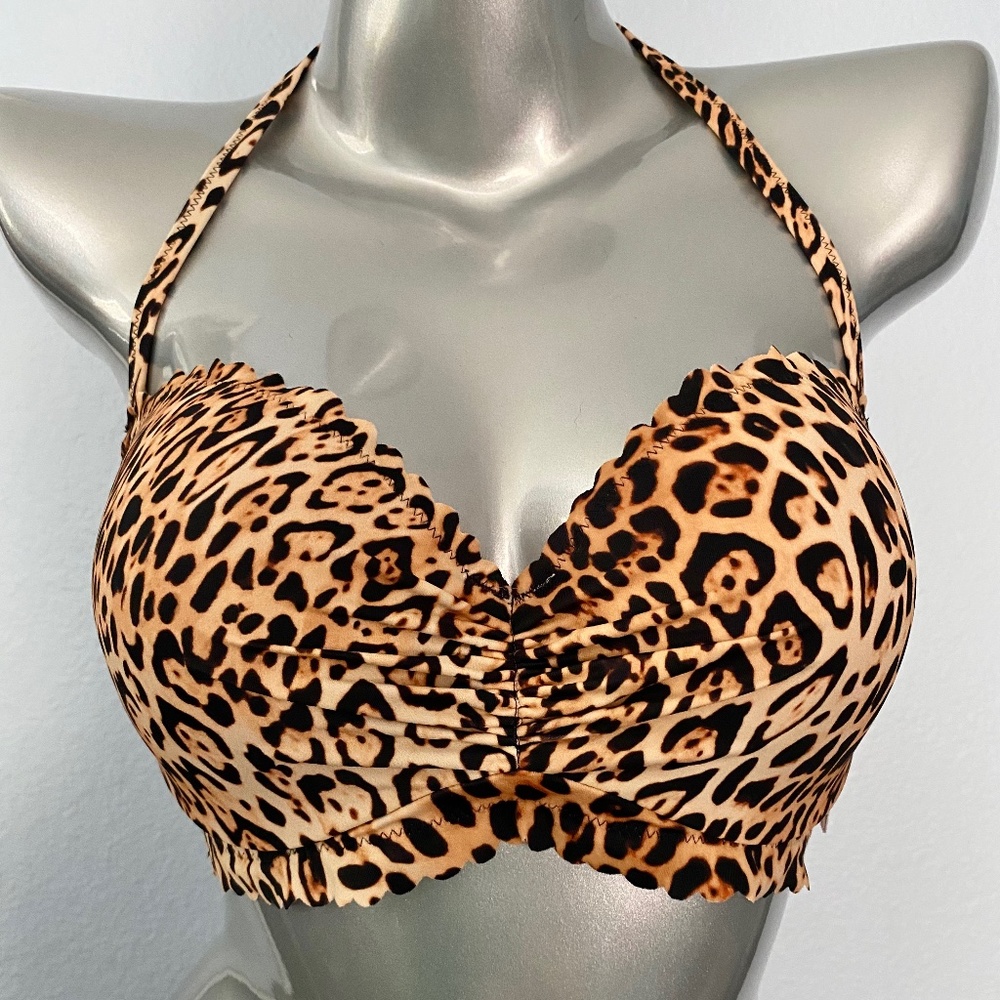 Victorias Secret Leopard Zuma Getaway Scalloped Underwire Bikini Top 38D